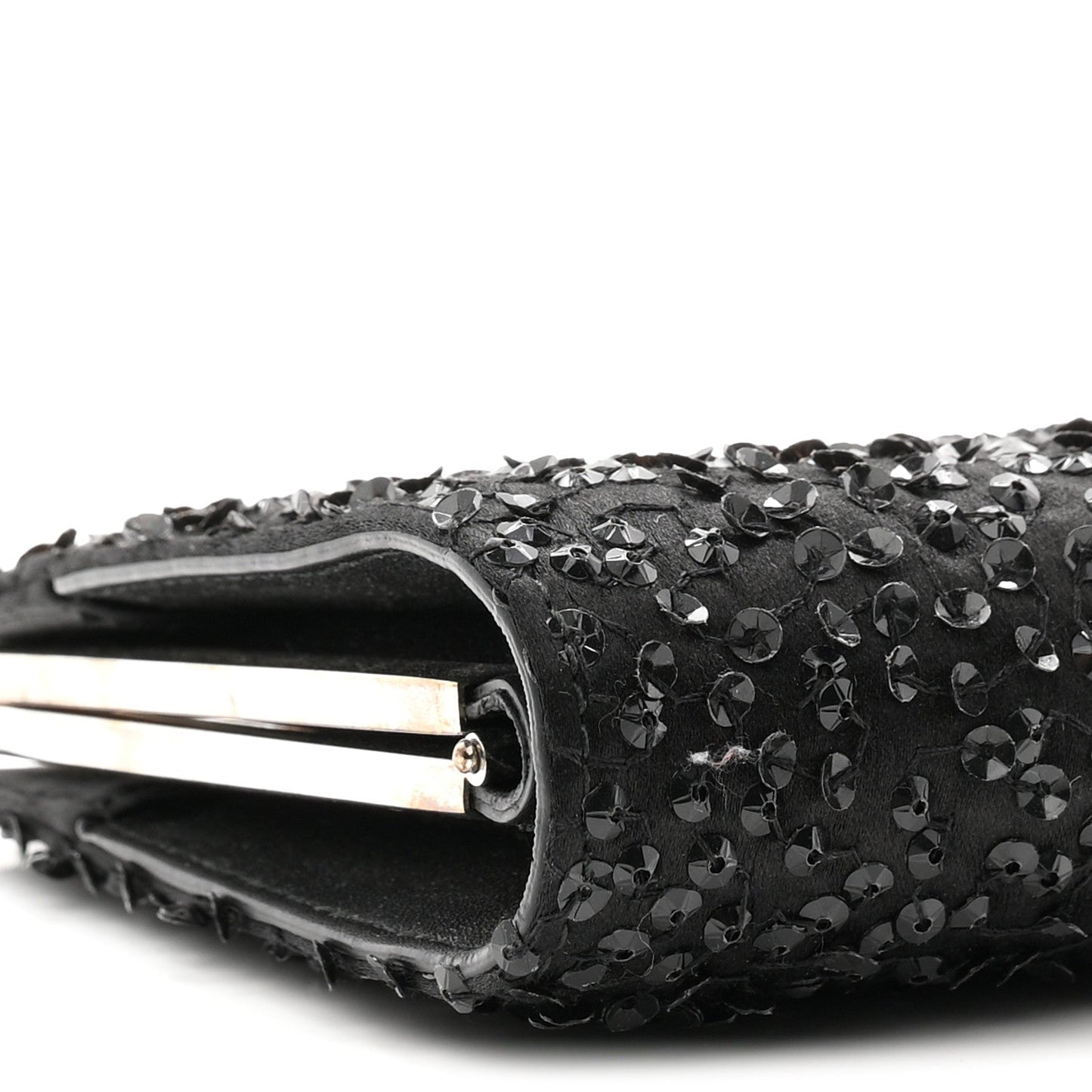 Satin Sequin Kameron Clutch Black