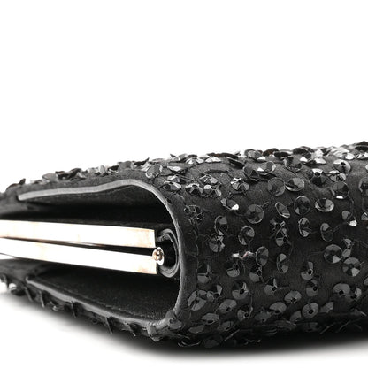 Satin Sequin Kameron Clutch Black