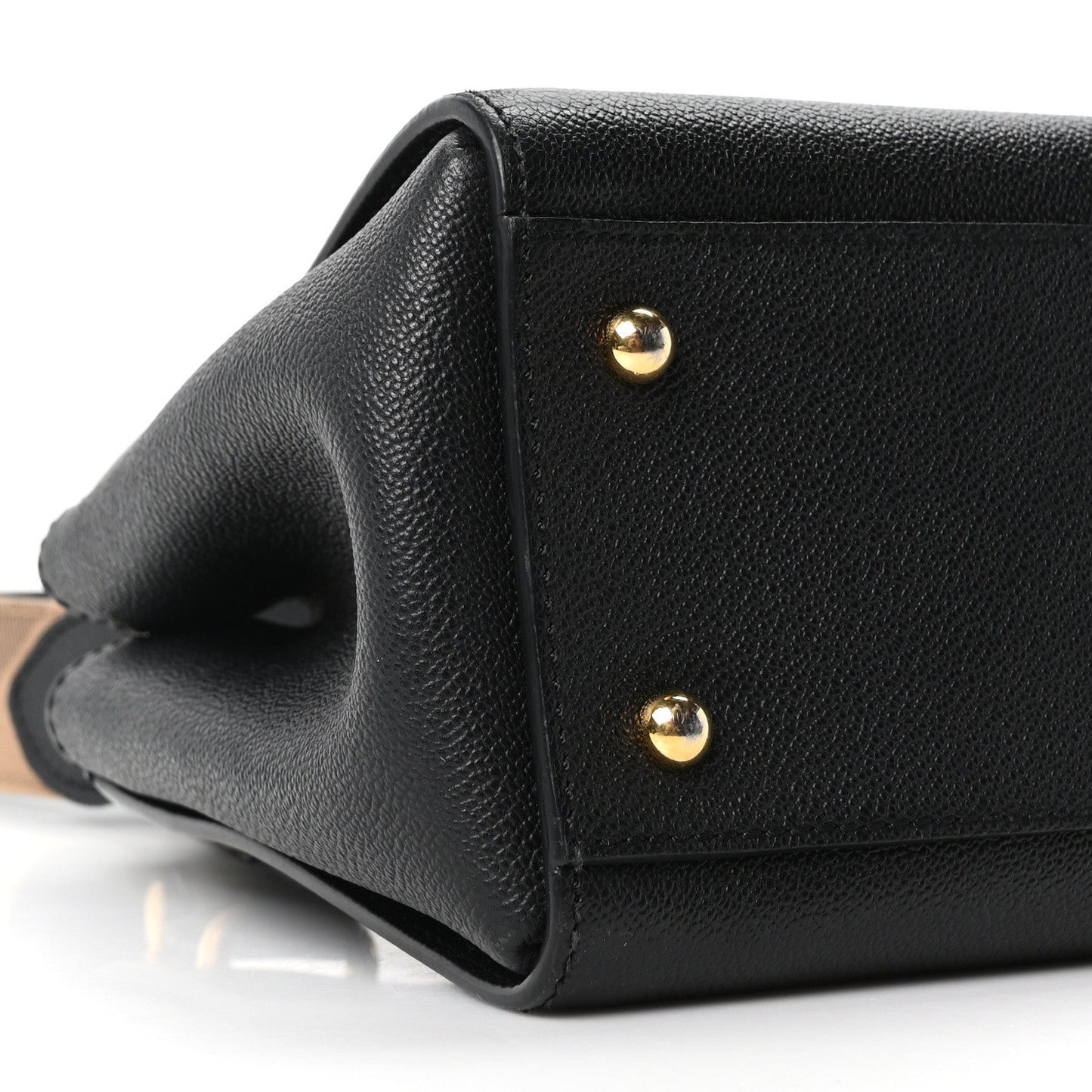 Soft Grain Calfskin Small Buckle Tote Black