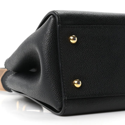 Soft Grain Calfskin Small Buckle Tote Black
