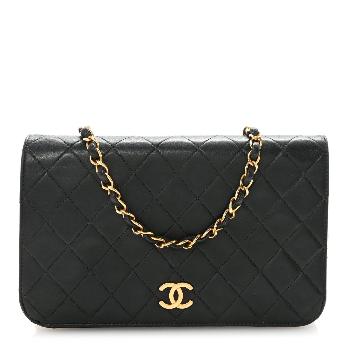 Lambskin Quilted Small Single Flap Bag Black