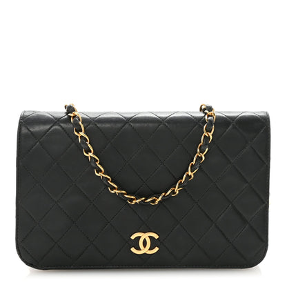 Lambskin Quilted Small Single Flap Bag Black