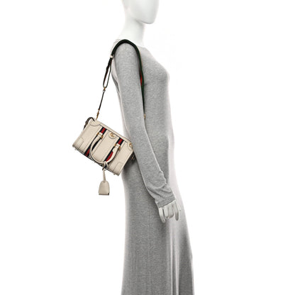 Koi Calfskin Web Mini Bauletto Duffle Top Handle Bag Mystic White