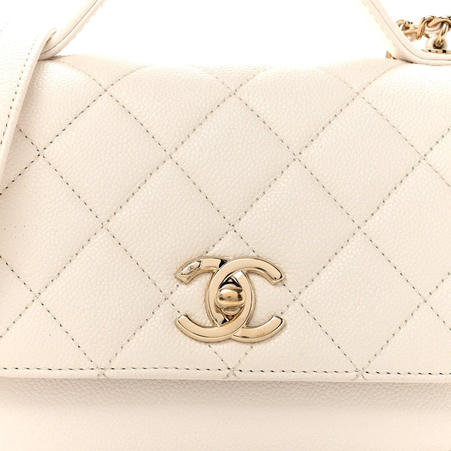 Caviar Quilted Small Business Affinity Flap White
