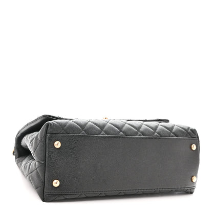 Caviar Quilted Small Coco Handle Flap Black