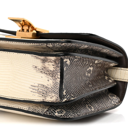 Lizard Small Classic Box Flap Bag Natural
