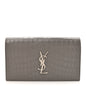Croc Embossed Calfskin Classic Kate Monogram Clutch Fog