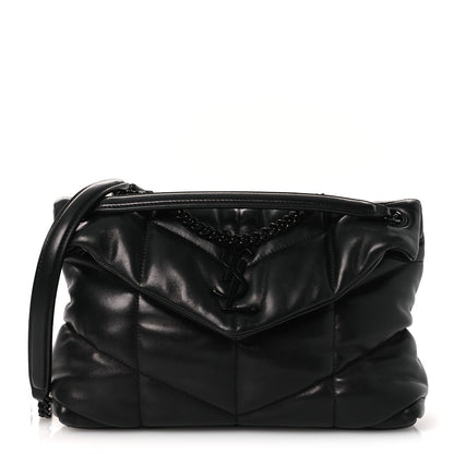 Lambskin Quilted Toy Loulou Puffer Monogram Monochrome Chain Satchel Black