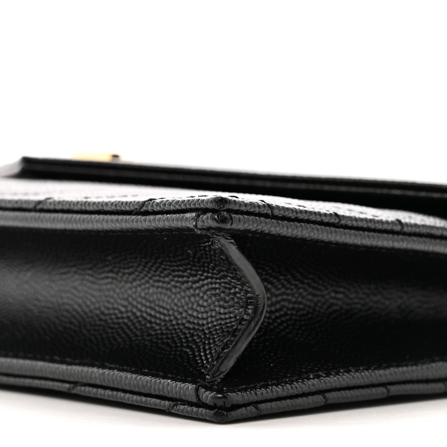 Grain De Poudre Matelasse Chevron Monogram Envelope Chain Wallet Black