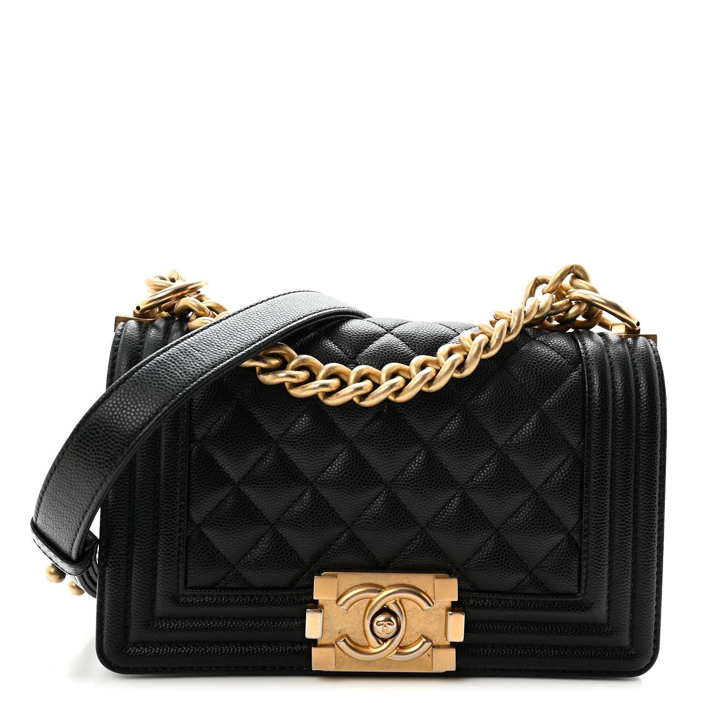 Caviar Quilted Small Boy Flap Black