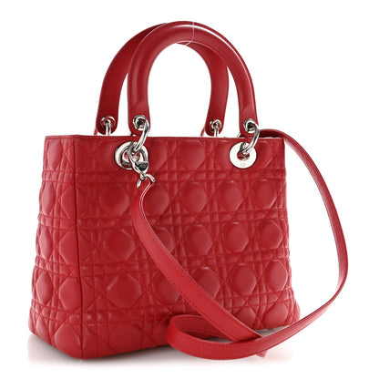 Lambskin Cannage Medium Lady Dior Red