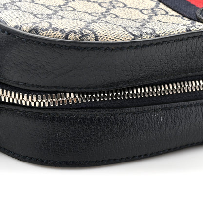 GG Supreme Monogram Textured Dollar Calfskin Web Small Ophidia Camera Bag Beige Blue