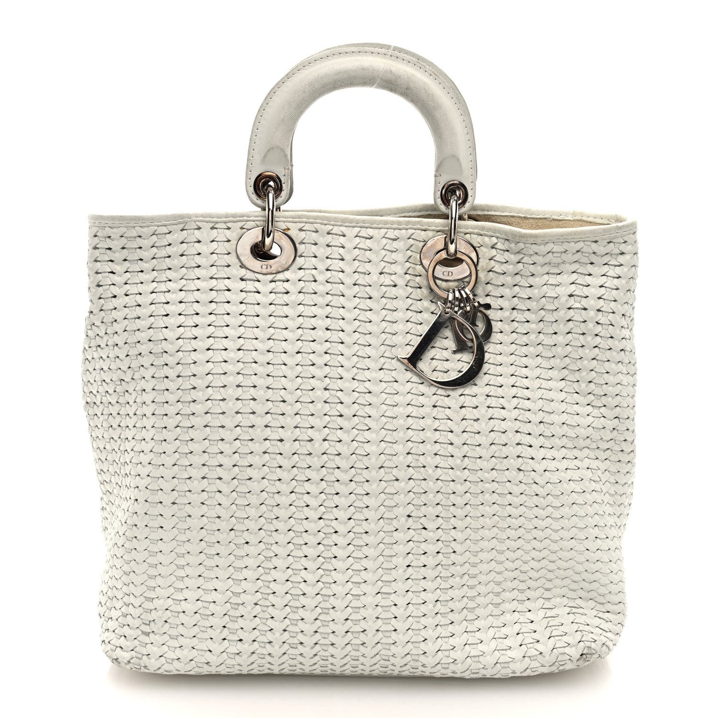 Lambskin Woven Dior Tote White