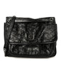 Crinkled Calfskin Matelasse Monogram Medium Niki Chain Satchel Black