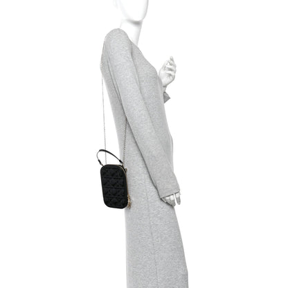 Patent Cannage Lady Dior Phone Holder Black