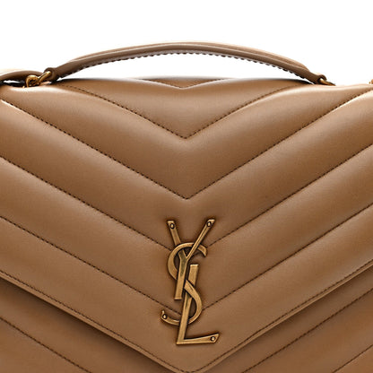 Lambskin Chevron Quilted Large LouLou Natural Tan