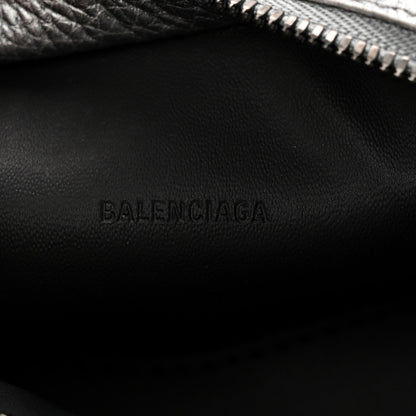 Metallic Grained Calfskin Neo Classic Hardware Super Nano City Crossbody Silver