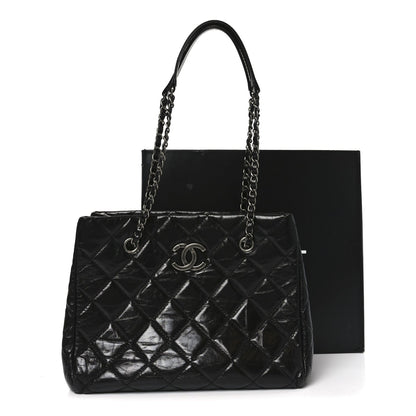 Calfskin Quilted Small Coco Soft Tote Black