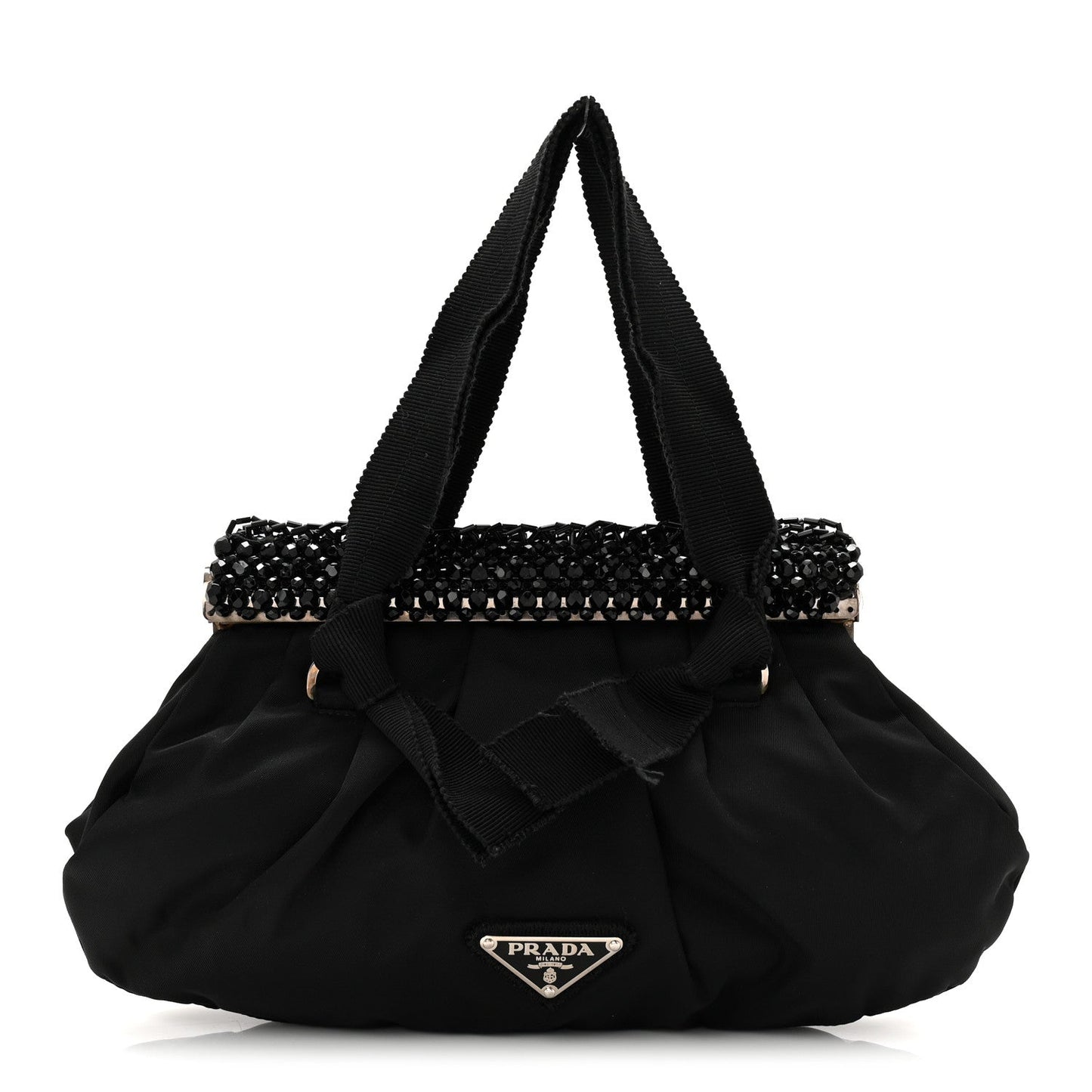 Tessuto Nylon Bead Evening Bag Black