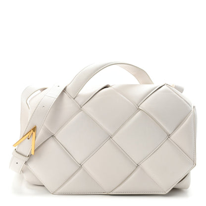 Nappa Intreccio Padded Top Handle Shoulder Bag White