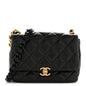Lambskin Quilted Small Lacquered Chain Flap Black