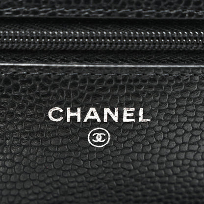 Caviar Quilted Wallet on Chain WOC Black