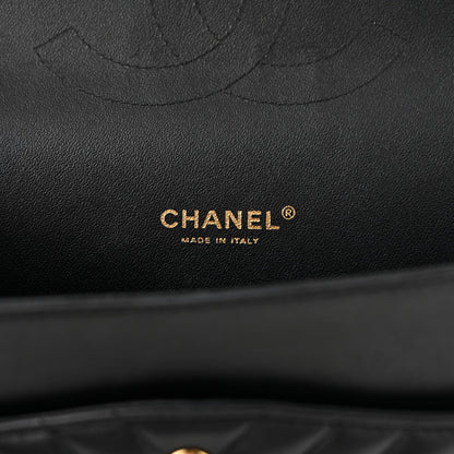 Lambskin Chevron Quilted Maxi Double Flap Black
