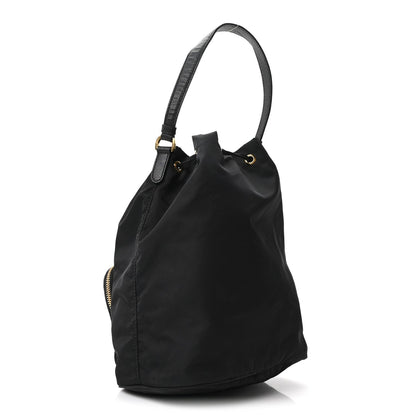 Saffiano Tessuto Nylon Mini Bucket Crossbody Bag Black