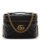Calfskin Matelasse Chevron Mini GG Marmont Top Handle Bag Black