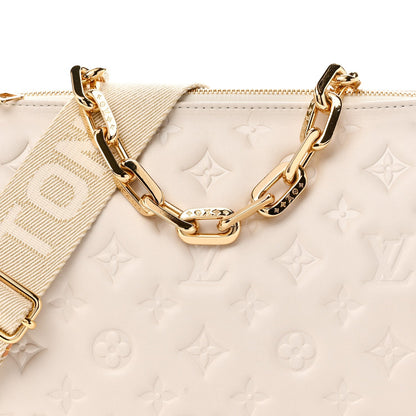 Lambskin Embossed Monogram Coussin PM Beige Cream