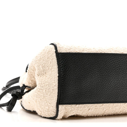 Grained Calfskin Boucle Urban Essentials Small Shopping Bag Black Ivory