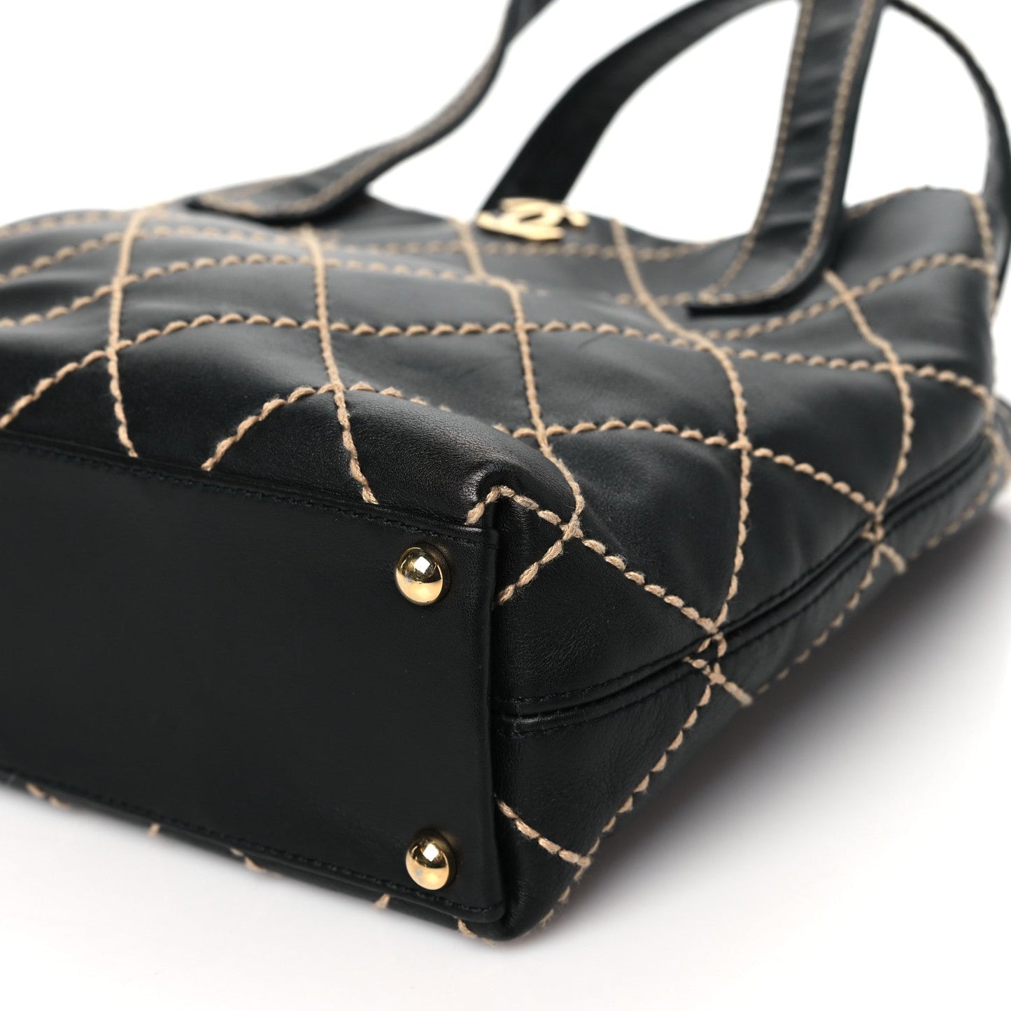 Calfskin Stitch Small Surpique Tote Black