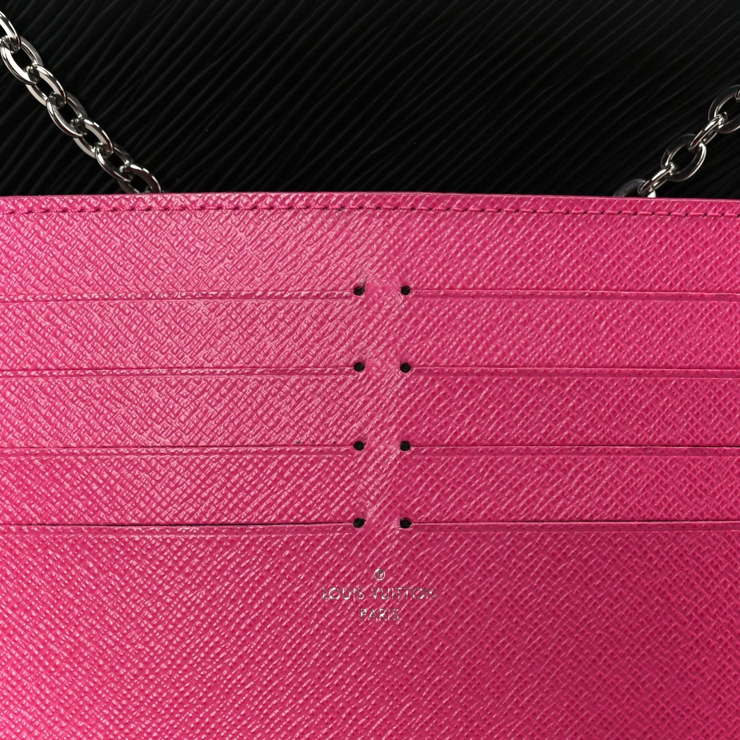 Epi Pochette Felicie Black Hot Pink