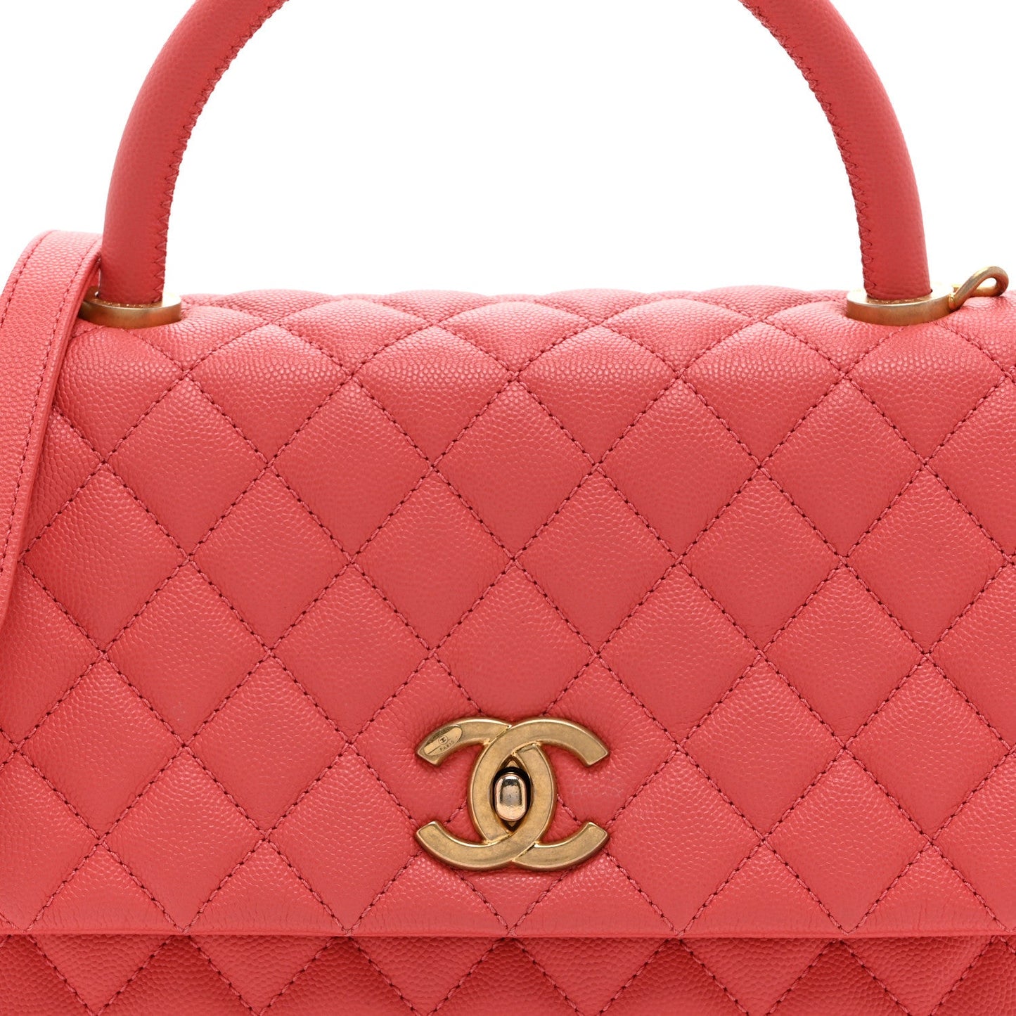 Caviar Quilted Small Coco Handle Flap Pink