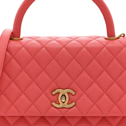 Caviar Quilted Small Coco Handle Flap Pink