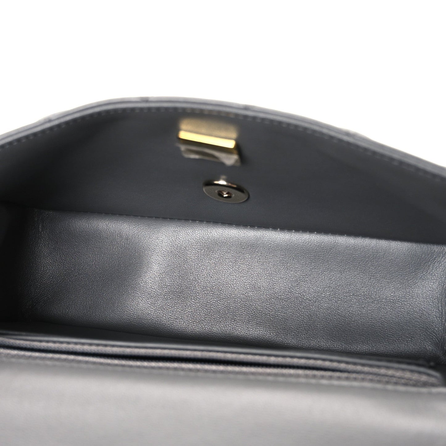 Lambskin Quilted Mini Rectangular Flap Grey