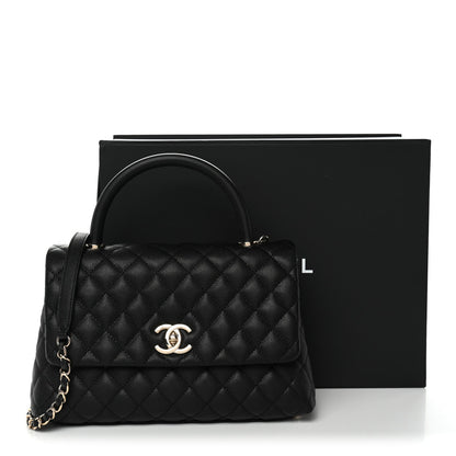 Caviar Quilted Small Coco Handle Flap Black