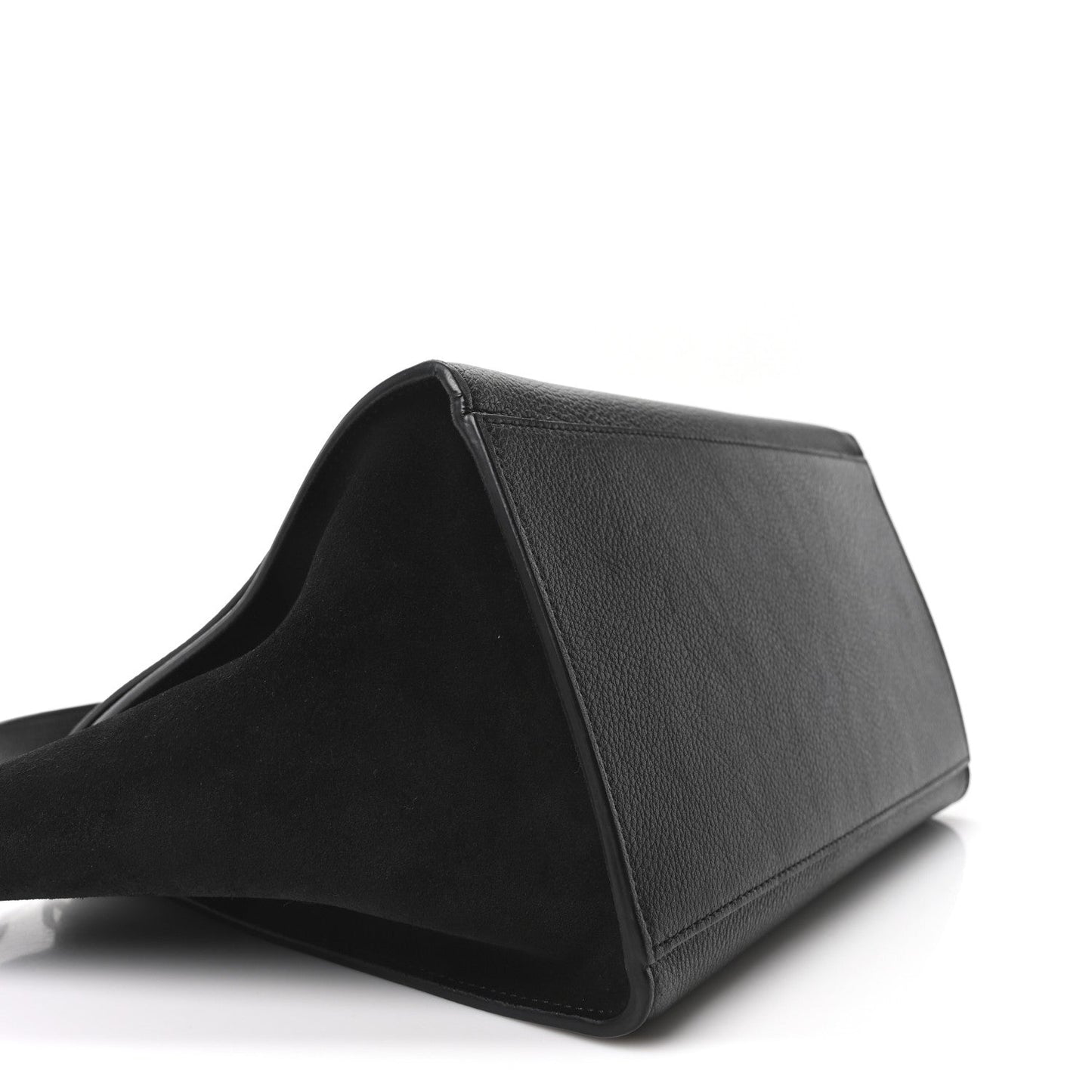 Drummed Calfskin Suede Small Trapeze Black