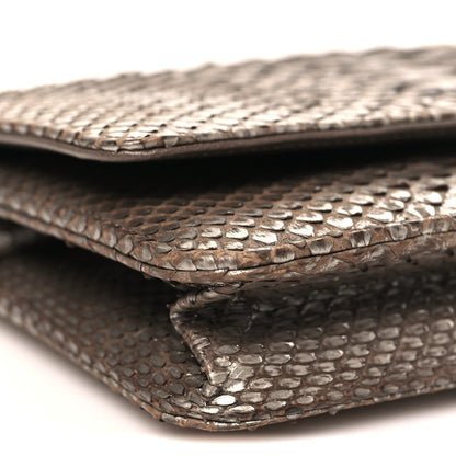 Snakeskin Wallet On Chain WOC Brown Silver