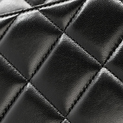 Lambskin Quilted Medium Trendy CC Flap Dual Handle Bag Black