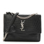 Calfskin Crocodile Embossed Medium Monogram Sunset Black