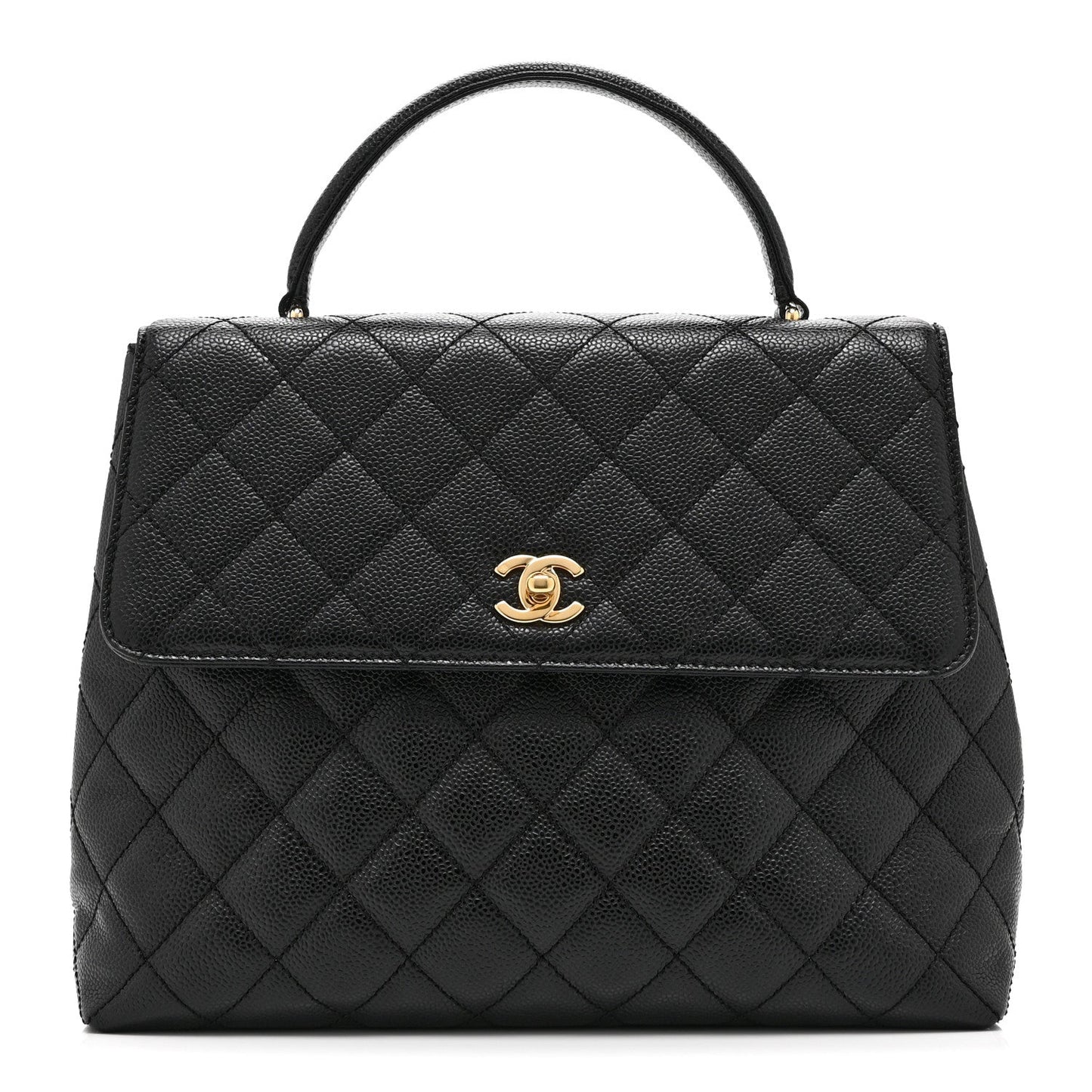 Caviar Quilted Jumbo Kelly Flap Black