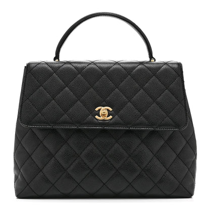 Caviar Quilted Jumbo Kelly Flap Black