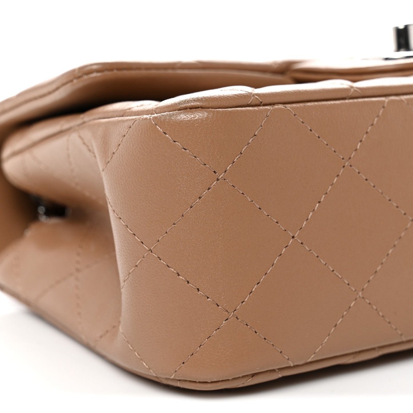 Lambskin Quilted Mini Rectangular Flap Beige