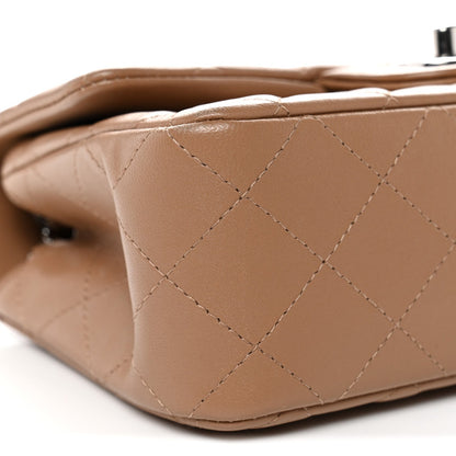 Lambskin Quilted Mini Rectangular Flap Beige