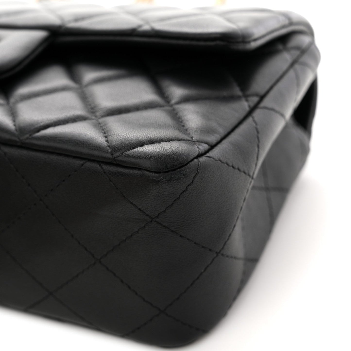 Lambskin Quilted Mini Rectangular Flap Black