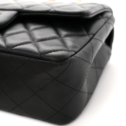 Lambskin Quilted Mini Rectangular Flap Black