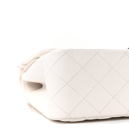 Caviar Quilted Jumbo Double Flap White