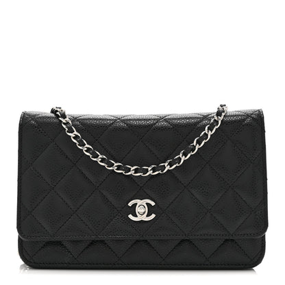 Caviar Quilted CC Turnlock Wallet On Chain WOC Black