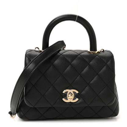 Caviar Quilted Extra Mini Coco Handle Flap Black